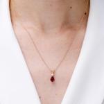 Ruby Teardrop Pendant Necklace with Diamonds in Gold