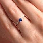 Gem Stone King 10K Yellow Gold 4MM Round Gemstone Birthstone and White Lab Grown Diamond Engagement Ring | Wedding Anniversary Promise Gold Ring For Women | Available In Size 5, 6, 7, 8, 9