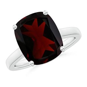 Natural Garnet Solitaire Ring in Sterling Silver