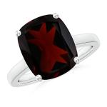Natural Garnet Solitaire Ring in Sterling Silver