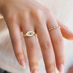 14k Gold Blue Sapphire Evil Eye Stacking Ring