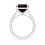 Natural Garnet Solitaire Ring in Sterling Silver