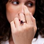 Natural Garnet Solitaire Ring in Sterling Silver