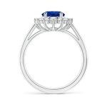 Angara Natural Blue Sapphire Ring for Women | Princess Diana Inspired Blue Sapphire Ring with Diamond Halo in White Gold | September Birthday, Gemstone Jewelry Gift | A | 6x4mm | Ring Size- 9.5