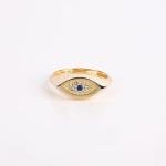 14k Gold Blue Sapphire Evil Eye Stacking Ring