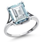 Gem Stone King 14K White Gold Gemstone Birthstone Solitaire Engagement Ring | Emerald Cut 11x9MM | Wedding Anniversary Promise Gold Ring For Women | Available In Size 5-9.5