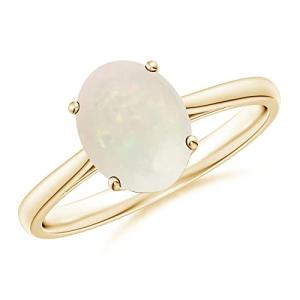 Natural Opal Solitaire Ring in Yellow Gold