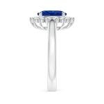Angara Natural Blue Sapphire Ring for Women | Princess Diana Inspired Blue Sapphire Ring with Diamond Halo in White Gold | September Birthday, Gemstone Jewelry Gift | A | 6x4mm | Ring Size- 9.5