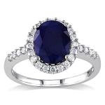 3.5 Carat Blue Sapphire and Diamond Engagement Ring