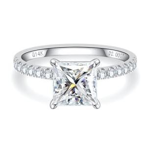 14K White Gold Princess Cut Moissanite Promise Ring
