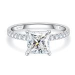 14K White Gold Princess Cut Moissanite Promise Ring