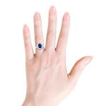 Angara Natural Blue Sapphire Ring for Women | Princess Diana Inspired Blue Sapphire Ring with Diamond Halo in White Gold | September Birthday, Gemstone Jewelry Gift | A | 6x4mm | Ring Size- 9.5