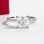 14K White Gold Princess Cut Moissanite Promise Ring