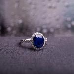3.5 Carat Blue Sapphire and Diamond Engagement Ring