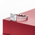14K White Gold Princess Cut Moissanite Promise Ring