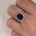 3.5 Carat Blue Sapphire and Diamond Engagement Ring