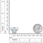 Gem Stone King 14K White Gold Gemstone Birthstone Solitaire Engagement Ring | Emerald Cut 11x9MM | Wedding Anniversary Promise Gold Ring For Women | Available In Size 5-9.5