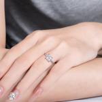 14K White Gold Princess Cut Moissanite Promise Ring