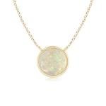 Angara Natural Opal Solitaire Pendant for Women | Bezel-Set Round Opal Solitaire Necklace in Yellow Gold | October Birthday, Anniversary, Gemstone Jewelry Gift | AAA | 5mm