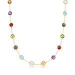 Ross-Simons 13.80 ct. t.w. Bezel-Set Multi-Gemstone Station Necklace in 14kt Yellow Gold. 16 inches
