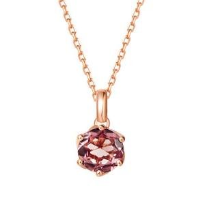 AGVANA 14K Solid Rose Gold 0.608Ct Genuine Natural Pink Tourmaline Solitaire Pendant Necklace October Birthstone Gemstone Fine Jewelry for Mom Women, 16"+2" Extender Rose Gold Chain