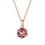 AGVANA 14K Solid Rose Gold 0.608Ct Genuine Natural Pink Tourmaline Solitaire Pendant Necklace October Birthstone Gemstone Fine Jewelry for Mom Women, 16"+2" Extender Rose Gold Chain