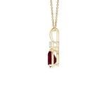 Angara Natural Ruby Solitaire Pendant for Women | Prong-Set Ruby Teardrop V-Bale Pendant with Diamond in Yellow Gold | July Birthday, Anniversary, Gemstone Jewelry Gift | A | 6x4mm