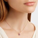 AGVANA 14K Solid Rose Gold 0.608Ct Genuine Natural Pink Tourmaline Solitaire Pendant Necklace October Birthstone Gemstone Fine Jewelry for Mom Women, 16"+2" Extender Rose Gold Chain