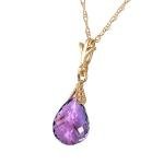 Galaxy Gold GG 14k Yellow Gold Jewelry Set: Natural Briolette Purple Amethyst 20" Pendant Necklace and Dangle Earrings