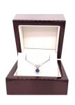 Diamond Wish 14k White Gold Blue Sapphire Gemstone Solitaire Necklace (1/4ctw) 4 Prong Basket, 18-inch Box Chain