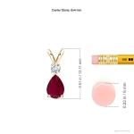 Angara Natural Ruby Solitaire Pendant for Women | Prong-Set Ruby Teardrop V-Bale Pendant with Diamond in Yellow Gold | July Birthday, Anniversary, Gemstone Jewelry Gift | A | 6x4mm