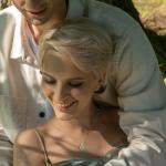 FANCIME Blue Topaz Necklace 14K Solid White Gold Heart Pendant with Diamond December Birthstone Necklace Jewelry Gifts for Mom Women