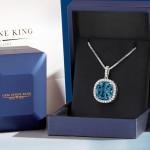 Gem Stone King 9-16 Cttw 14MM Cushion Gemstone Birthstone and White Moissanite Pendant Necklace | 925 Sterling Silver | Halo Necklace for Women | With 18 Inch Chain