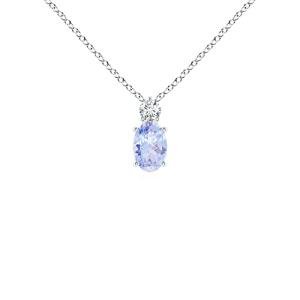 Angara Natural Tanzanite Solitaire Pendant for Women | Oval Tanzanite Solitaire Pendant with Diamond in Sterling Silver | December Birthday, Anniversary, Gemstone Jewelry Gift | A | 6x4mm