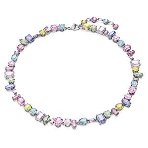Swarovski Gema Necklace, Mixed cuts, Multicolored, Rhodium Finish