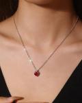 FANCIME Ruby Necklace, 14K Solid White Gold Rose Pendant with Sterling Silver Chain July Birthstone Heart Red Gemstone Fine Jewelry Christmas Gifts for Women Her