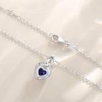 FANCIME Blue Topaz Necklace 14K Solid White Gold Heart Pendant with Diamond December Birthstone Necklace Jewelry Gifts for Mom Women