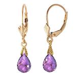 Galaxy Gold GG 14k Yellow Gold Jewelry Set: Natural Briolette Purple Amethyst 20" Pendant Necklace and Dangle Earrings