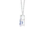 Angara Natural Tanzanite Solitaire Pendant for Women | Oval Tanzanite Solitaire Pendant with Diamond in Sterling Silver | December Birthday, Anniversary, Gemstone Jewelry Gift | A | 6x4mm