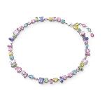 Swarovski Gema Necklace, Mixed cuts, Multicolored, Rhodium Finish