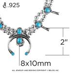 American West Sterling Silver Sleeping Beauty Turquoise Gemstone Squash Blossom Necklace 21 Inch