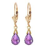 Galaxy Gold GG 14k Yellow Gold Jewelry Set: Natural Briolette Purple Amethyst 20" Pendant Necklace and Dangle Earrings