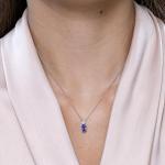 Angara Natural Tanzanite Solitaire Pendant for Women | Oval Tanzanite Solitaire Pendant with Diamond in Sterling Silver | December Birthday, Anniversary, Gemstone Jewelry Gift | A | 6x4mm