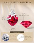 FANCIME Ruby Necklace, 14K Solid White Gold Rose Pendant with Sterling Silver Chain July Birthstone Heart Red Gemstone Fine Jewelry Christmas Gifts for Women Her