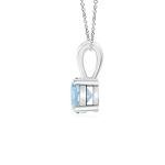 Angara Natural Aquamarine Solitaire Pendant for Women | 0.4 ct Round Aquamarine Solitaire Pendant Necklace in Sterling Silver | March Birthday, Anniversary, Gemstone Jewelry Gift | AA | 5mm