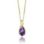 Orovi 14K Gold Necklaces for Women in Solid 14K Yellow Gold 585 with 0.57ct Pear-Shape Purple Amethyst Gemstone/Birthstone Pendant Necklace and Gold Chain 17.7 ″ Long - Hypoallergenic Women's Jewelry