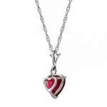Galaxy Gold GG 16" 16 INCH 14k Solid White Gold Necklace Heart-Shaped Ruby Handcrafted Fine Jewelry Solid Gold Genuine Gemstone. Made in USA Fine Jewelry