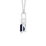 Angara Natural Blue Sapphire Solitaire Pendant for Women | Prong-Set Blue Sapphire Teardrop V-Bale Pendant with Diamond in Sterling Silver | September Birthday, Gemstone Jewelry Gift | A | 7x5mm
