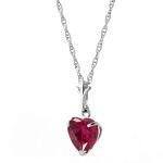 Galaxy Gold GG 16" 16 INCH 14k Solid White Gold Necklace Heart-Shaped Ruby Handcrafted Fine Jewelry Solid Gold Genuine Gemstone. Made in USA Fine Jewelry