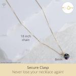 MAX + STONE Solid 14K Yellow Gold Cushion Cut Topaz Necklace | 8mm Solitaire November Birthstone Necklace for Women | Blue & Green Gemstone Pendant Necklaces with 18 inch Box Chain
